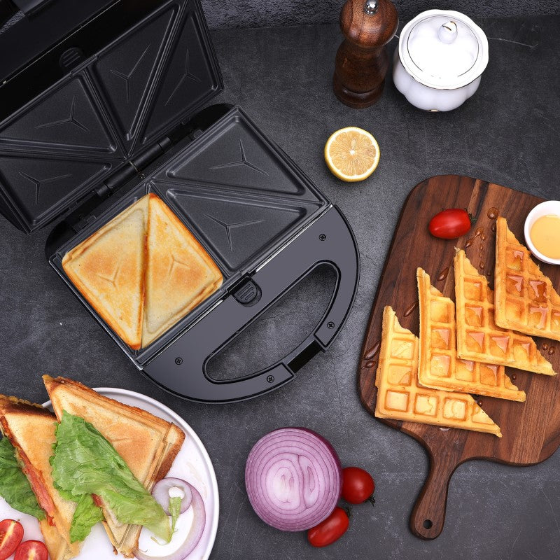 3 IN 1 SANDWICH GRILL WAFFLE TOASTIE MAKER NON STICK TOASTER PANINI PRESS