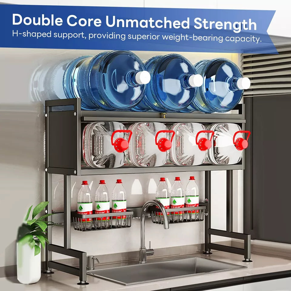 3-Tier Over-the-Sink Dish Drainer Rack with Cover Space-Saving Kitchen Organizer