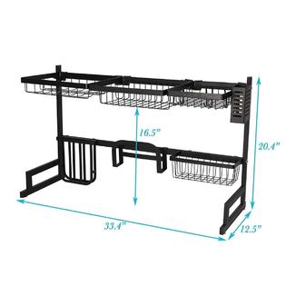 All-Fit Over The Sink Drying Rack, Kitchen Sink Organizer Storage Rack, Dish Drying Rack for Organizer Home Kitchen Counter Space Saver (Black)